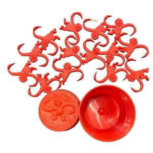 1989, 2003 HASBRO Red BARREL OF MONKEYS Game Toy ~ 14 Red Monkeys